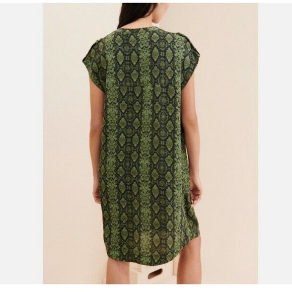 Anthropologie 'Rachel' green/black snakeskin dress with pockets size XS - Picture 4 of 7